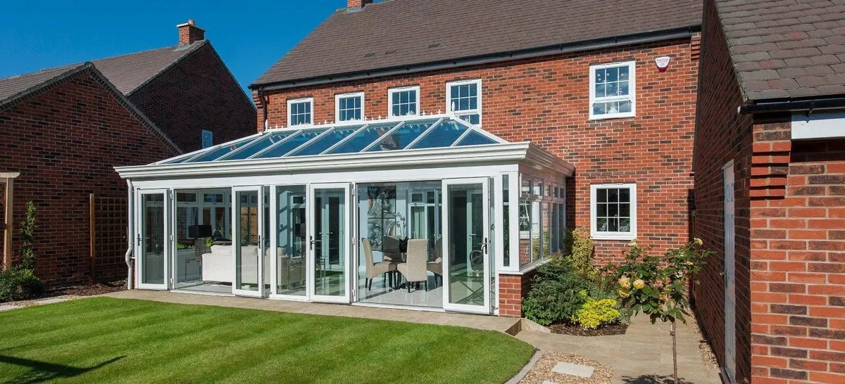 Conservatory on the back of a brick house